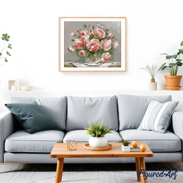 Bouquet of Pink Flowers on a small Table For Cheap - Image 3