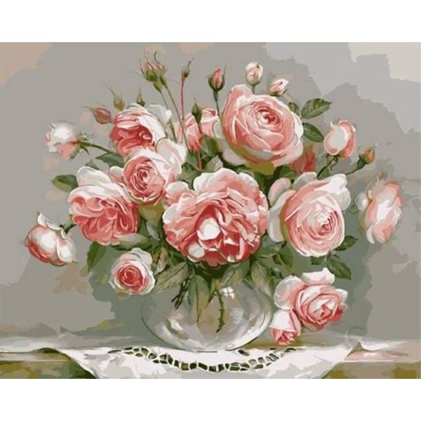 Bouquet of Pink Flowers on a small Table For Cheap - Image 2